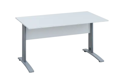 EPK 28 - 14 stůl kancelářský, kovová podnož stříbrná, deska 25 mm, široký 1400 mm, bílá